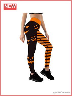 High Waist Striped Halloween Leggings Slim Fit Yoga Pants